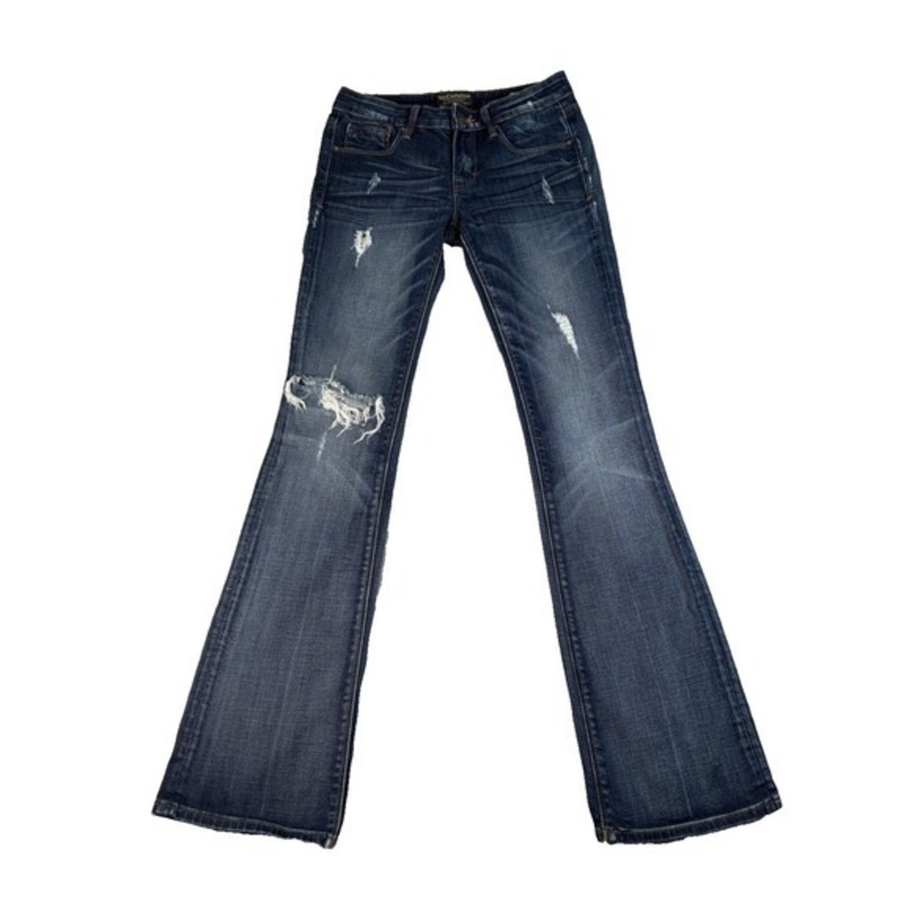 Cult of Individuality Flare Jeans 26 Low Rise‎ Distressed Y2K Dark Wash Festival